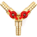 MUMU 3-Way Hose Connector Splitter Brass Zinc Alloy 10mm Ball Valve T-Hose Connector for Coupling Fittings Air Water Gas 1 Piece.