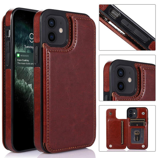 iPhone 12 - Practical and stylish case with card holder Rose gold.