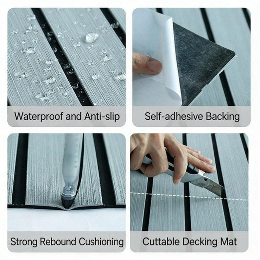 EVA Foam Boat Flooring Mat Decking Sheet 240*17.1*0.6cm Light Grey.