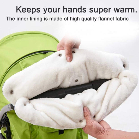 Fleece Stroller Gloves - Waterproof, Windproof, Frost-Resistant, Thickened and Warm - Winter Stroller Gloves (Black).
