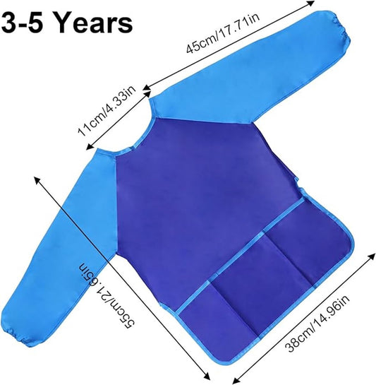 2-pack children's aprons - waterproof aprons for boys/girls - craft aprons for children - with sleeves and pockets (38 * 55 cm)