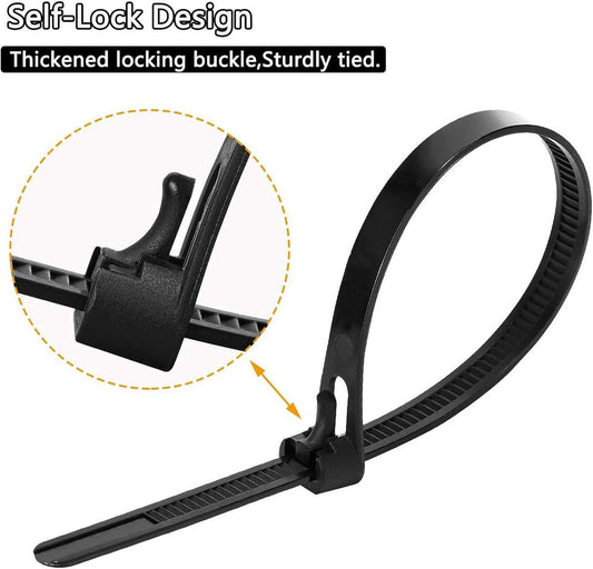 100 12" Colorful Reusable Cable Ties - Heavy-duty reusable cable ties - Self-locking nylon cable ties with a tensile strength of 50 lb - Suitable for garden, plants, home and office.
