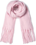 Scarf - Women's Winter Scarf - Warm and Thick Knitted Checked Scarf - Blanket Scarf - Stylish Gift - A Gift for Her (Pink)