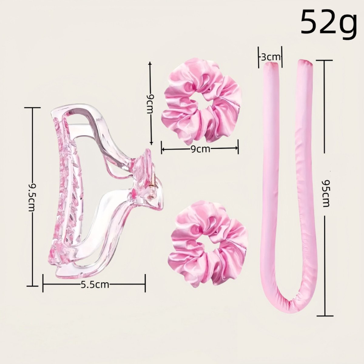 Hair Rollers - 12-Piece - Heatless Curling Iron - Heatless Curls - Curls without Heat - Includes Hair Clip and Satin Sleep Cap (Pink)