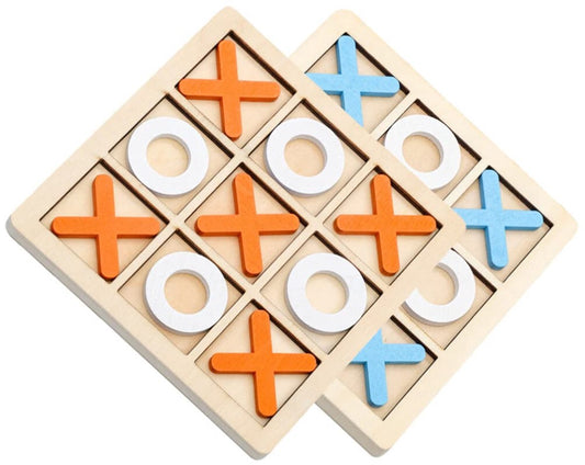 2 Sets Mini XO Chess Board Game Family Kids Puzzle Game Educational Toys - Wooden Board Game Table Toys - for Children Kids Day Birthday Party.