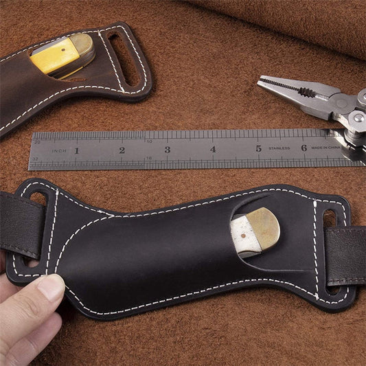 Waist Pack - Belt Holster for Folding Knife - Hip Tool Holster - Waist Pack for 5" Folding Knife - Black.