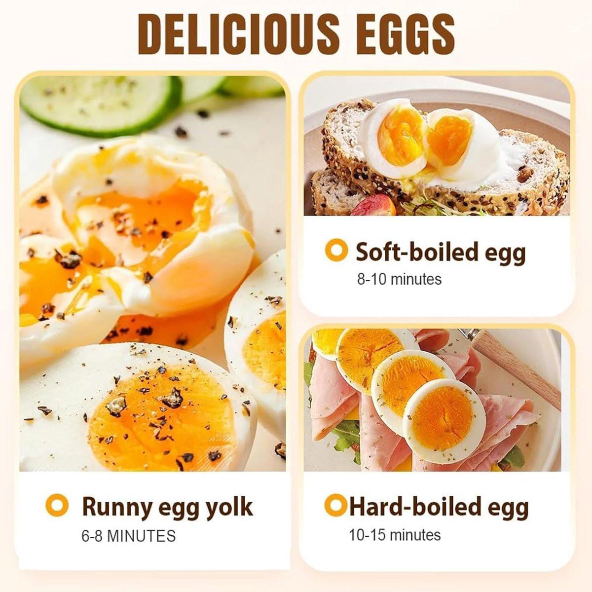 Electric Egg Boiler - Egg Boiler 6 Eggs - Made of Stainless Steel - Intelligent Steamer with Automatic Shut-Off.
