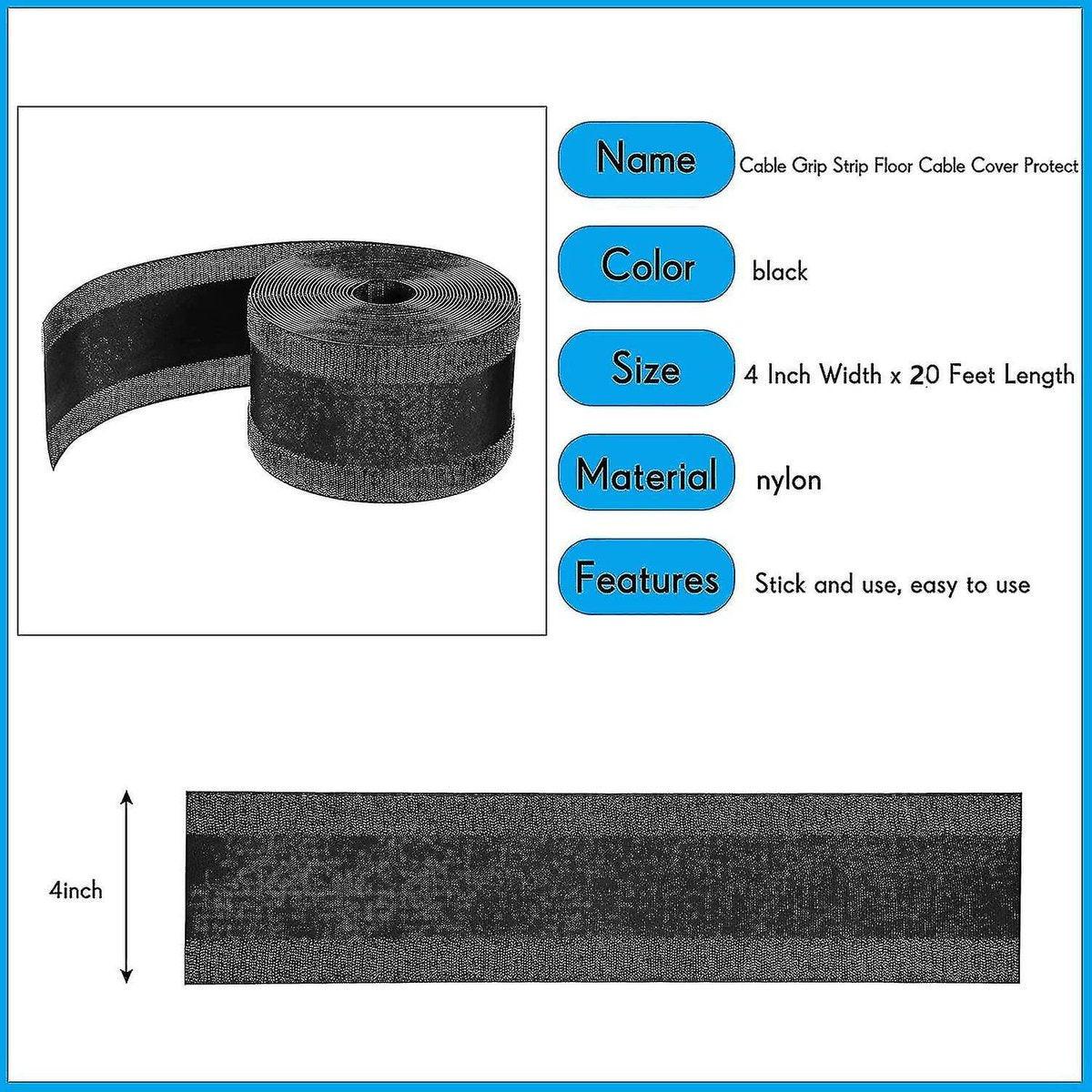 Floor Cable Cover - 20 ft Cord Protector Hook and Loop Storage Sleeve - Used to protect cables and prevent tripping over cords.