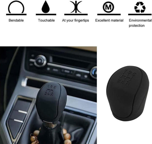 Transmission Lever Cover - Car Gear Shift Knob Cover - Car Gear Shift Knob Protective Cover - Car Round Soft Silicone Anti-slip Gear Shift Knob Cover - Black.