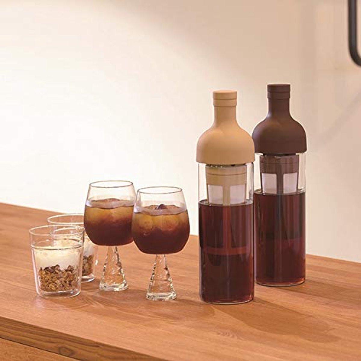 Cold Brew Coffee Pot - 1000 ml Glass Carafe with Infuser - For Iced Coffee & Iced Tea - Easy to Fill and Clean - Brown.