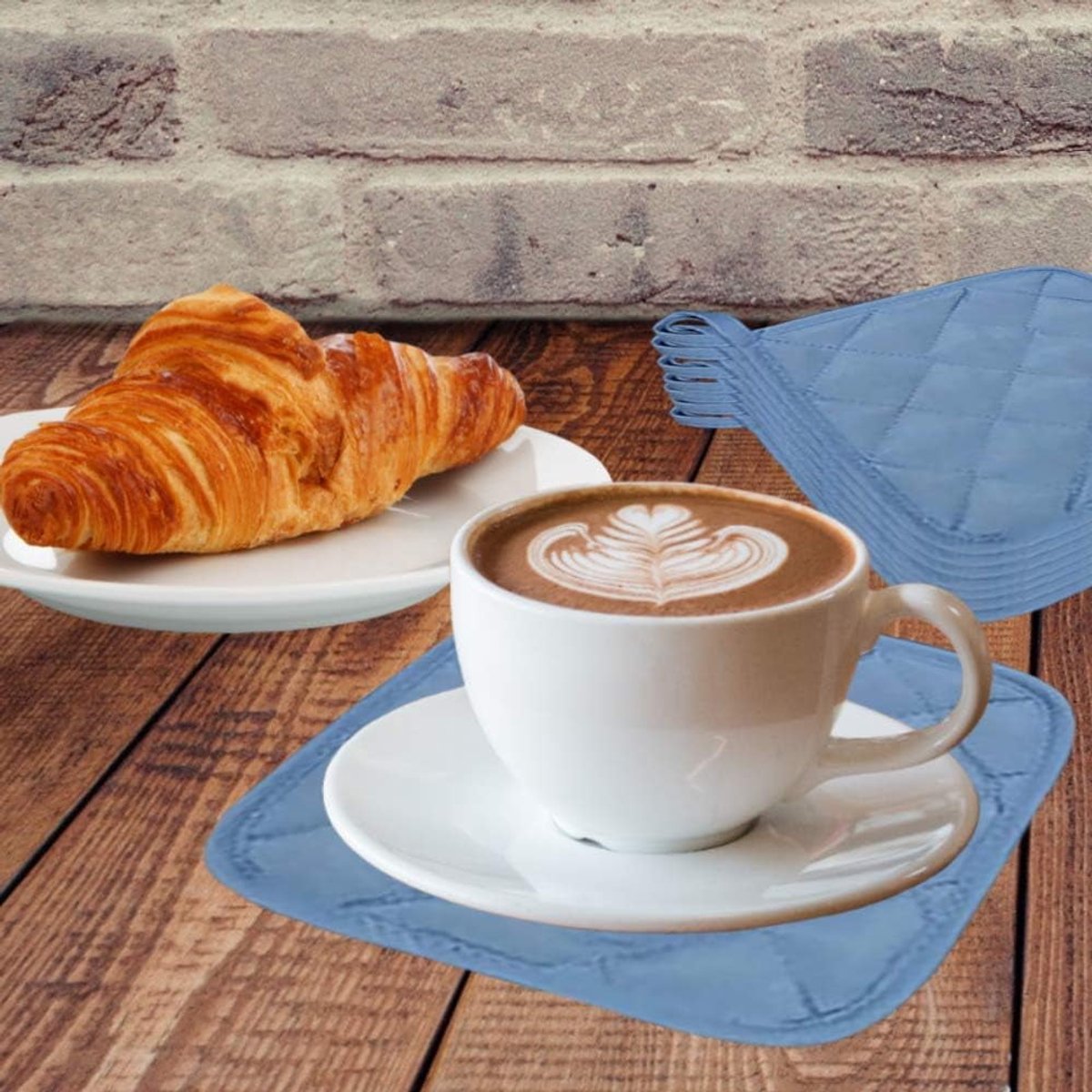 Placemat - Set of 5 Insulation Mats for the Kitchen - Heat Resistant Insulation Mats - Large Coasters for Daily Cooking and Baking (Dimensions: 6.5 x 6.5 Inches, Color: Blue)