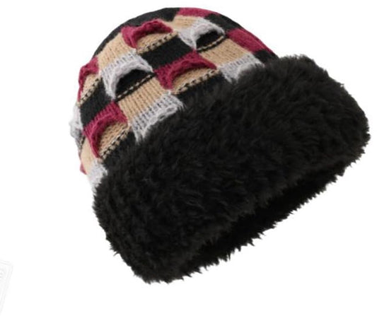 Winter Warm Knitted Hat - With Fleece Lining - Unisex - Suitable for Cold Weather(Black)