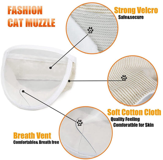 1 Piece - Adjustable Visor - Muzzle with Wide Field of View - Breathable and Bite-Resistant Muzzle - Muzzle for Cat Grooming(S:Suitable for cats with a head circumference of 17-21 cm)