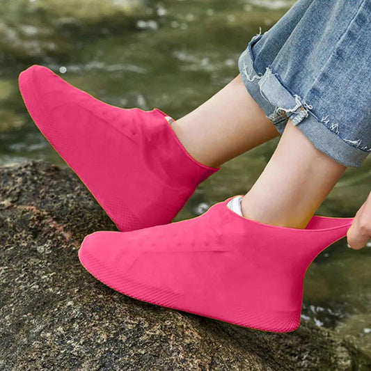 Overshoes - 1 Pair - Waterproof Silicone Overshoes - Reusable, Non-slip, Suitable for Outdoor Activities (Pink - Size M).