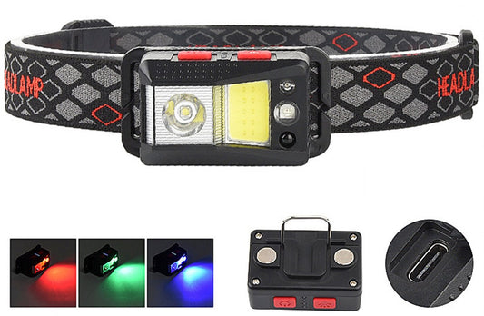 headlamp LED rechargeable - headlight - outdoor bicycle lamp - rechargeable night light - high-intensity LED headlamp - gaze sensor - COB headlamp.