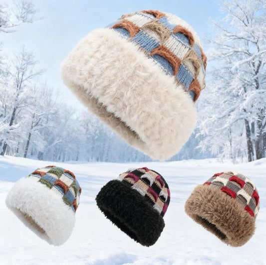 Winter Warm Knitted Hat - With Fleece Lining - Unisex - Suitable for Cold Weather(Beige)