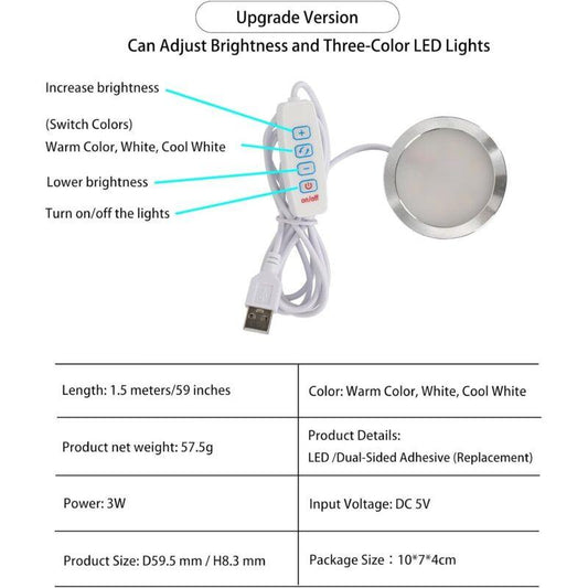 LED 001 Three Colors for Bambu Lab Makerworld 3D Printing Bulb Kit Spare Parts 5V USB Powered Warm Light 3000K.