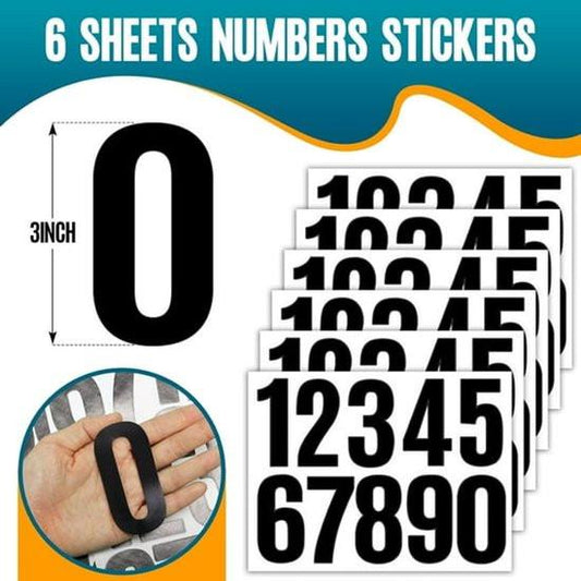 Letterbox stickers - Stickers - Number stickers - Self-adhesive labels - Waterproof door stickers - Suitable for windows, doors, cars and trucks (black) 6 sheets 4 inch.