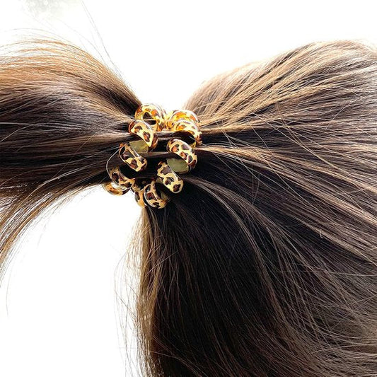 9-pack hair ties - Braided hair ties - Curly hair ties - Hair ties that can be worn as bracelets - Very elastic - Lightweight - Leopard print hair ties for phone cords