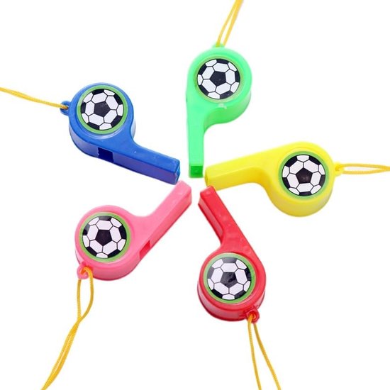 Soccer Whistles - Stadium Cheering Accessories - 24-Piece Set - Sports Whistles - Soccer | Football | Soccer Sticker Whistles (with String).
