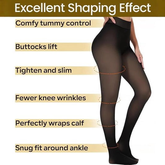 2-Pack Women's Thermal Leggings with Fleece Lining - High-Waisted Faux Sheer Tights - Lightweight - Extra Thick - Warm - Women's Leggings - Size M (110-140 lbs)