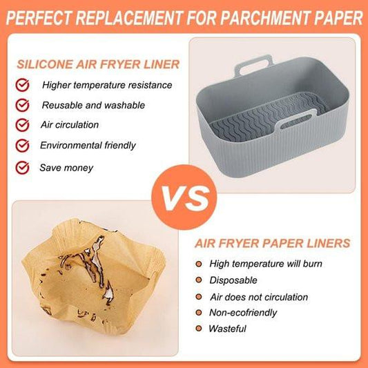 Two-piece air fryer accessory mat - silicone air fryer mat - gray - 19.5*16.5 cm.