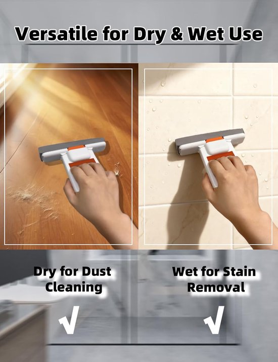 Mini Mop - with 3 replaceable sponges - portable cleaning sponge - can be used wet and dry - handle with squeeze function for one-handed operation - can be used for cleaning bathrooms, kitchens, tiles, etc.
