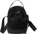 Women's shoulder bag - casual bag - adjustable canvas bag with drawstring - suitable for daily commuting and travel.(Black)