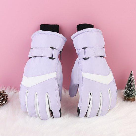 Gloves - Winter ski gloves - Warm gloves - Non-slip, thickened - Waterproof - Suitable for cold weather - Cycling gloves - Size S/M - Purple.