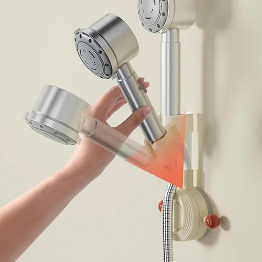 Shower head holder - Shower head holder with suction cup - Wall mounting, adjustable - with suction cup - No bumps - with hook - 1 piece.