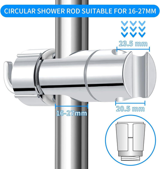 Shower Head Holder - Universal 16-27mm Connection - Adjustable Height - 360 Degree Rotatable.