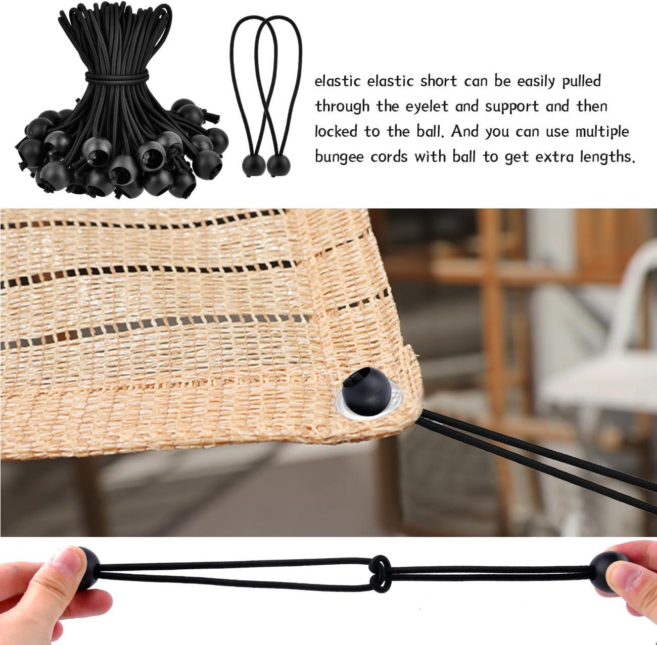 Rubber buckle - 15 cm tarpaulin clip with ball, tent rubber tarpaulin rubber - tent tensioner accessories - rubber ring - retractable ring - tent rubber tensioner, tarpaulin - 100 pieces.