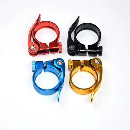 Mountain bike seatpost clamp - aluminum alloy - quick release seatpost clamp - 28.6 mm - black.