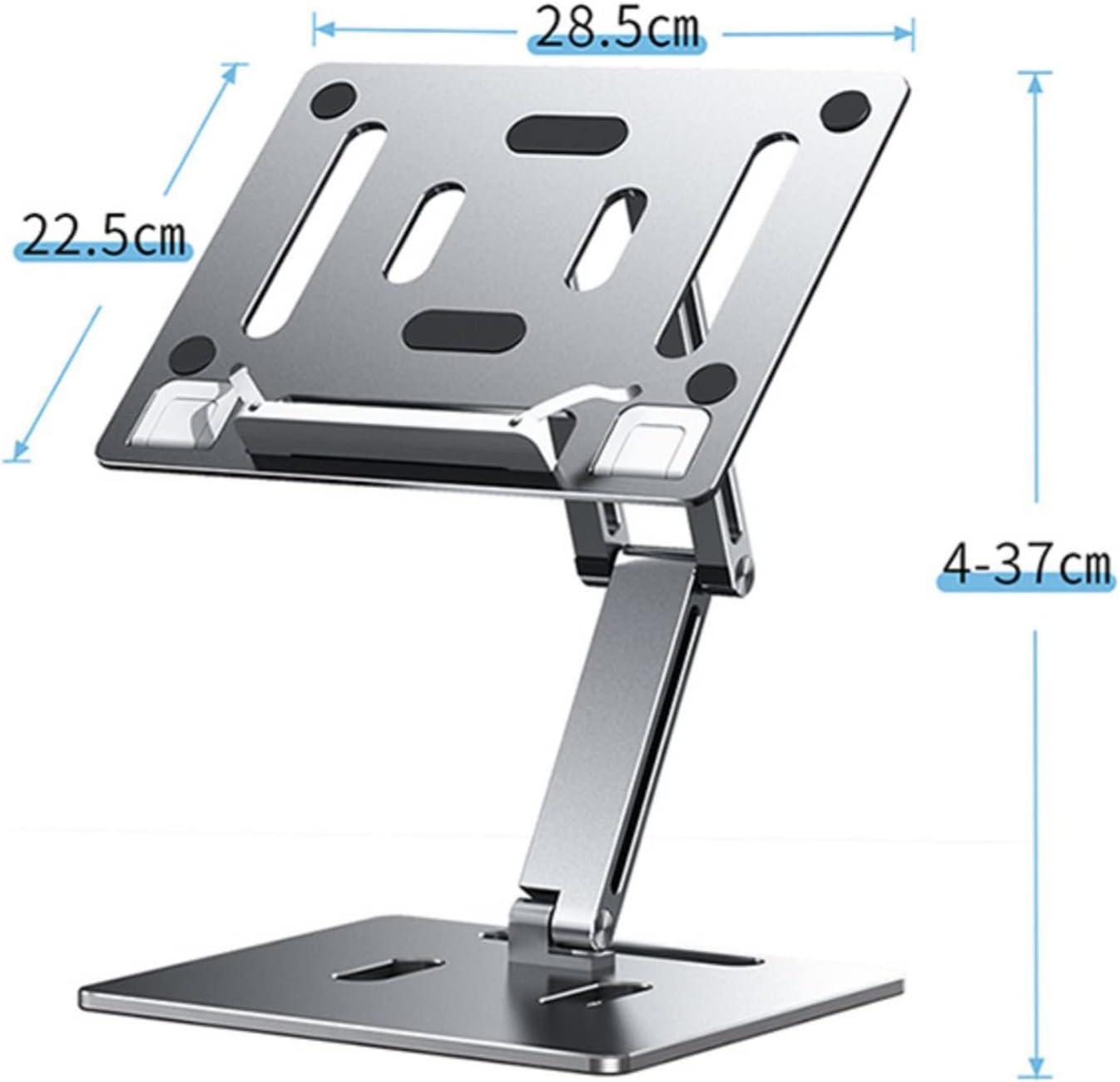 Computer Stand - Adjustable Lift Stand - Suitable for laptop, tablet, textbooks, cookbooks and magazines - Cooling vents - Metal - Silver.