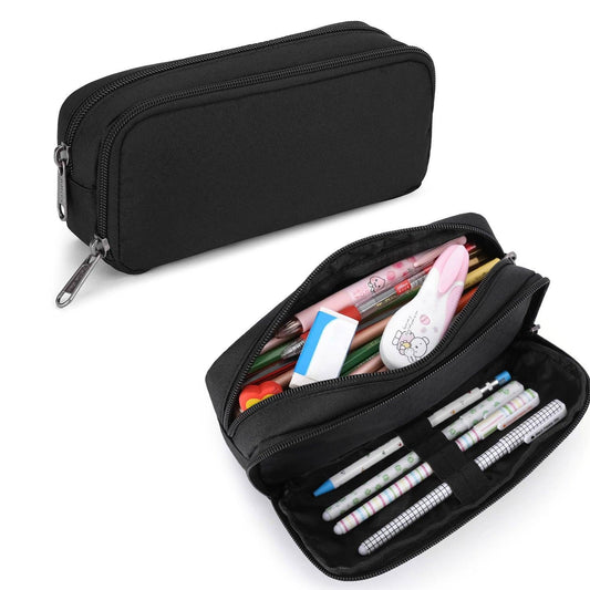 Pencil Case - Stationery Pencil Case - Large Capacity Zipper Pocket - Large Capacity Storage Pencil Case - Suitable for School, University, Office Supplies - 1 Piece - Black.
