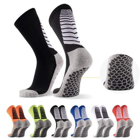 Socks - Football Socks - Men's Mid-Calf - Towel Sole - PVC Anti-Slip Thickened - Sports Football Socks - Shock Absorption and Wear Resistance - 1 Pair - White - Sizes 39-45 available