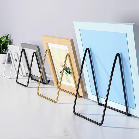 Photo Frame Stand - Set of 4 - Medal and Certificate Stand - Creative Standing Glass Photo Stand - Black.