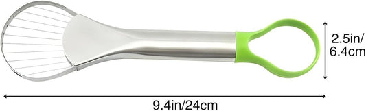 Avocado Slicer â 3-in-1 Avocado Cutting and Pitting Tool â Stainless Steel Pitter, Slicer and Spoon â Multifunctional Fruit Slicer with Green Handle â Kitchen Tool.