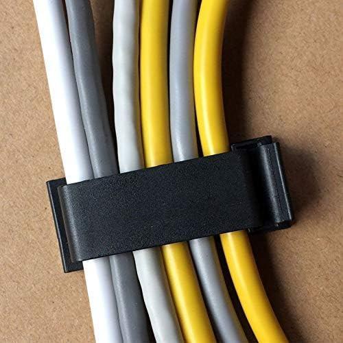 Adjustable Cable Clamps Black - Set of 50 - Self-Adhesive Cable Clips - Cable Management for Desk & TV.