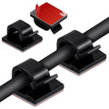 Black Cable Clips - Set of 60 - Self-Adhesive Cable Holders - Cable Management for Desk & TV - No Drilling Required.