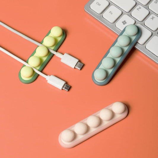 Pea Pod Cable Organizer - Green - Self-Adhesive Cable Holder - Silicone - For Office & Home.
