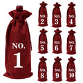 Linen wine bags - jute wine bags - blind tasting - drawstring bags - wine bottle protectors - 10 pieces - red