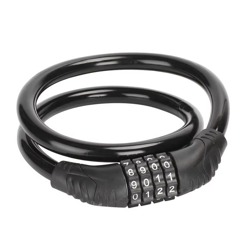 Bicycle Lock with Number Code - Portable Chain Lock for Mountain Bike / Electric Bike - 4-Digit Combination Lock, Weatherproof & Anti-Theft.