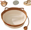 Stimulicat Cat Bed Rope Cotton, Stimuli cat Basket Bed, Cotton Rope Woven Round Cat Beds Basket with Built-in Teasing Ball, Handwoven Foldable Scratchable for Small & Large pet Brown