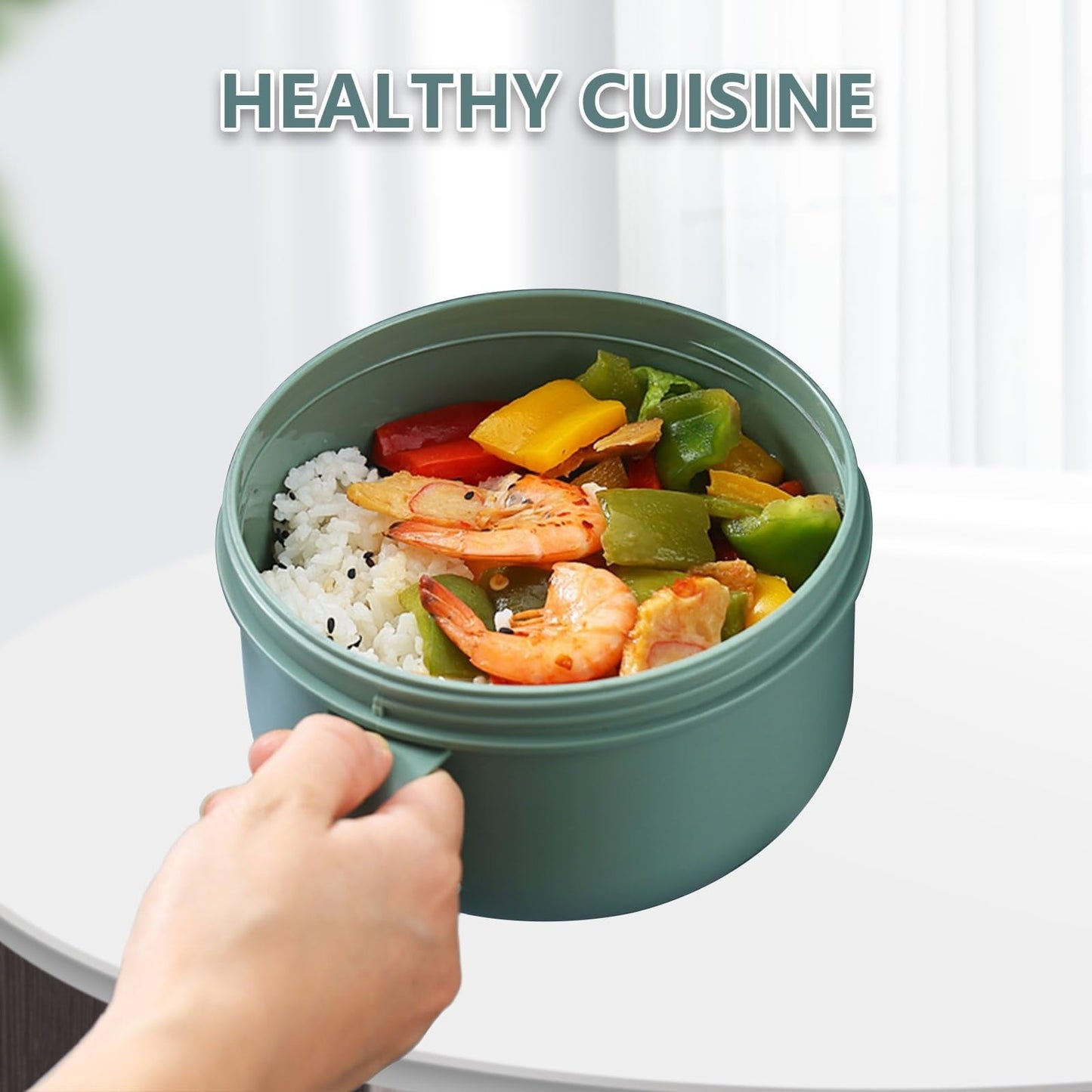 Ramen BBlueowl, Soup Bowls, Microwave Ramen Bowl with Lid, Lunch Box with Lid, Durable and Heat Resistant Bowl for Noodles, Rice, and Soups, Perfect for Home, Office, or School Meals, Z2_Green
