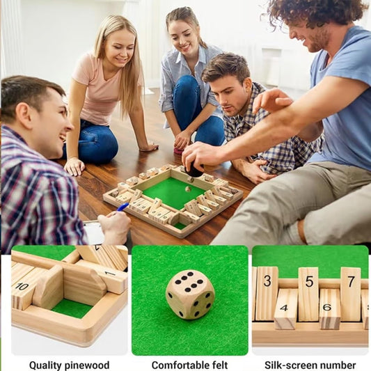 Shut The Box-Wooden Dice Board Game, Funny Family Shut The Box Game 2-4 Player, Board Games Gift for Family and Friends, Educational Table Math Games for Holiday, Party and Classroom(#B) #B