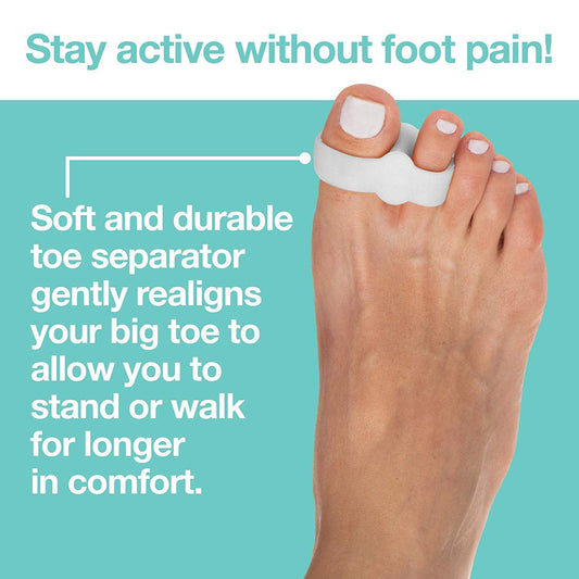 Toe Separators with 2 Loops - Pack of 4 Soft Gel Bunion Correctors - White