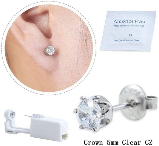 2 Pack Self Ear Piercing Gun Kit, Disposable Piercing Kit, No Pain, Easy to Use Ear Piercing Tool with Stud Earrings White By EKIDAZB