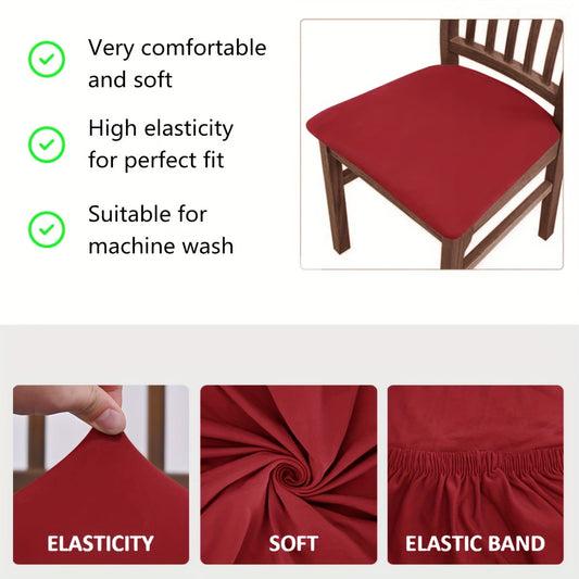 4pcs/6pcs Solid Color Brushed High Elastic Chair Cover, Simple Soft And Comfortable Chair Seat Cover, Dust-proof And Dirt-resistant Chair Slipcover, Suitable For Dining Chair Office Home Decor 4pcs Grey Blue.