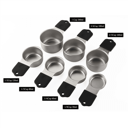 16Pc Magnetic Stainless Steel Measuring Cups & Spoons Set, 7 Heavy Duty Cups,8 Double Sided Spoons with Leveler Black 16PCS